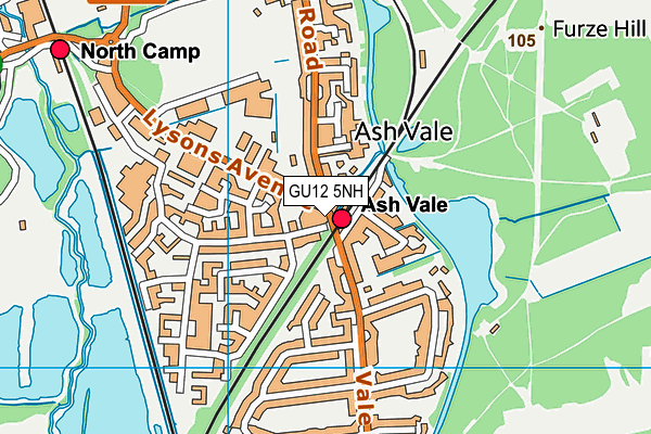 GU12 5NH map - OS VectorMap District (Ordnance Survey) GU12 5NH map - OS VectorMap District (Ordnance Survey)