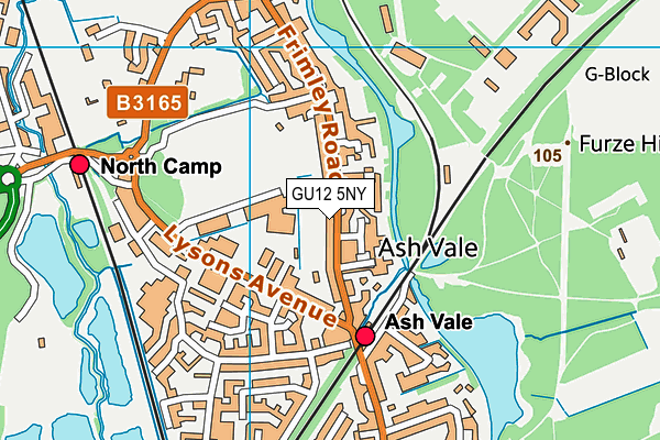 GU12 5NY map - OS VectorMap District (Ordnance Survey) GU12 5NY map - OS VectorMap District (Ordnance Survey)