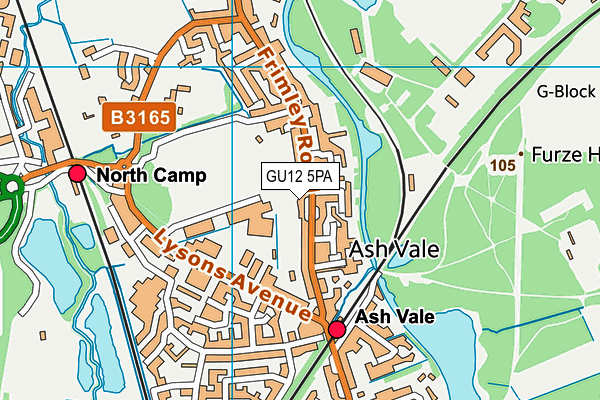 GU12 5PA map - OS VectorMap District (Ordnance Survey) GU12 5PA map - OS VectorMap District (Ordnance Survey)