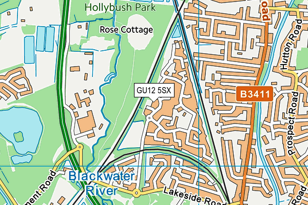 GU12 5SX map - OS VectorMap District (Ordnance Survey) GU12 5SX map - OS VectorMap District (Ordnance Survey)