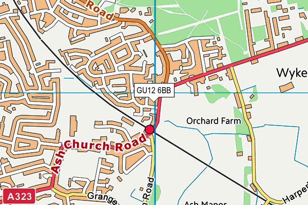GU12 6BB map - OS VectorMap District (Ordnance Survey) GU12 6BB map - OS VectorMap District (Ordnance Survey)