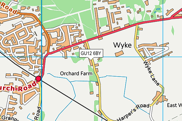 GU12 6BY map - OS VectorMap District (Ordnance Survey) GU12 6BY map - OS VectorMap District (Ordnance Survey)