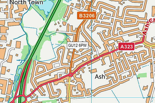 GU12 6PW map - OS VectorMap District (Ordnance Survey) GU12 6PW map - OS VectorMap District (Ordnance Survey)