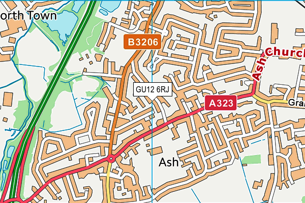 GU12 6RJ map - OS VectorMap District (Ordnance Survey) GU12 6RJ map - OS VectorMap District (Ordnance Survey)