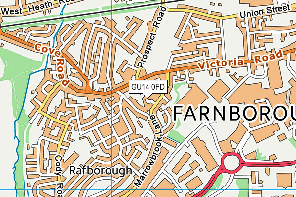 GU14 0FD map - OS VectorMap District (Ordnance Survey) GU14 0FD map - OS VectorMap District (Ordnance Survey)