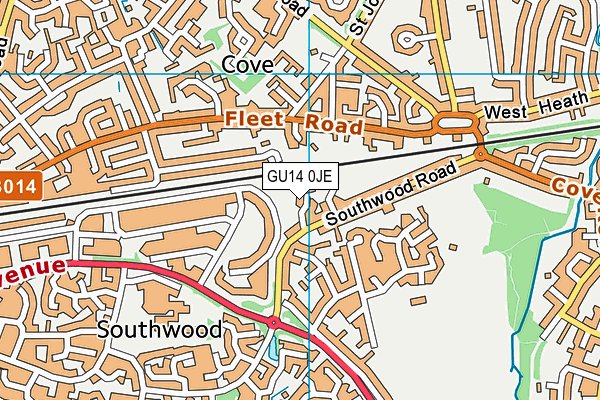 GU14 0JE map - OS VectorMap District (Ordnance Survey)