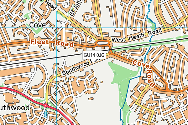 GU14 0JG map - OS VectorMap District (Ordnance Survey)