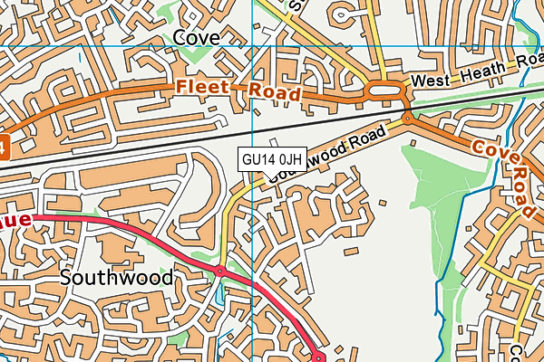 GU14 0JH map - OS VectorMap District (Ordnance Survey)