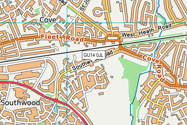 GU14 0JL map - OS VectorMap District (Ordnance Survey) GU14 0JL map - OS VectorMap District (Ordnance Survey)