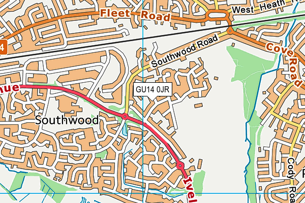 GU14 0JR map - OS VectorMap District (Ordnance Survey)