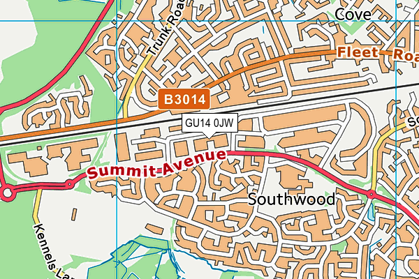 GU14 0JW map - OS VectorMap District (Ordnance Survey) GU14 0JW map - OS VectorMap District (Ordnance Survey)
