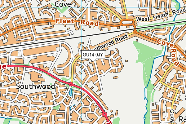 GU14 0JY map - OS VectorMap District (Ordnance Survey)