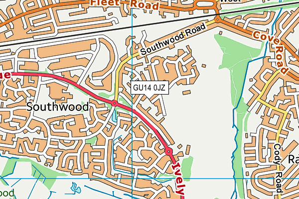 GU14 0JZ map - OS VectorMap District (Ordnance Survey) GU14 0JZ map - OS VectorMap District (Ordnance Survey)