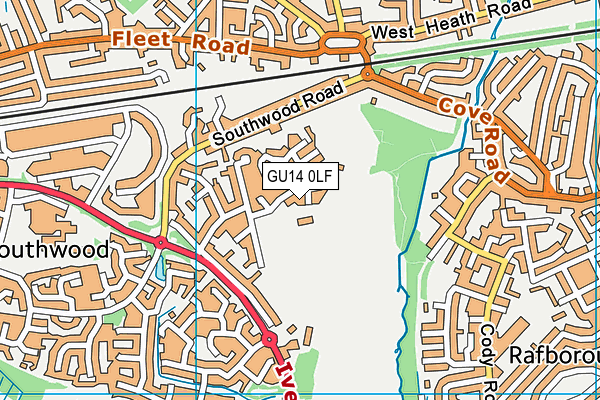 GU14 0LF map - OS VectorMap District (Ordnance Survey) GU14 0LF map - OS VectorMap District (Ordnance Survey)