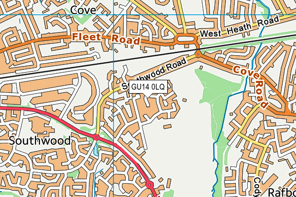 GU14 0LQ map - OS VectorMap District (Ordnance Survey)