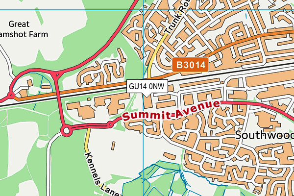 GU14 0NW map - OS VectorMap District (Ordnance Survey) GU14 0NW map - OS VectorMap District (Ordnance Survey)