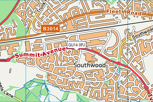 GU14 0PJ map - OS VectorMap District (Ordnance Survey)