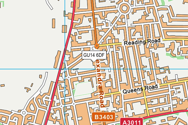 GU14 6DF map - OS VectorMap District (Ordnance Survey) GU14 6DF map - OS VectorMap District (Ordnance Survey)