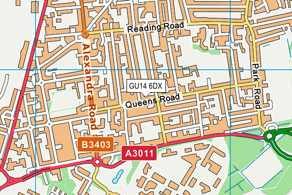 GU14 6DX map - OS VectorMap District (Ordnance Survey) GU14 6DX map - OS VectorMap District (Ordnance Survey)