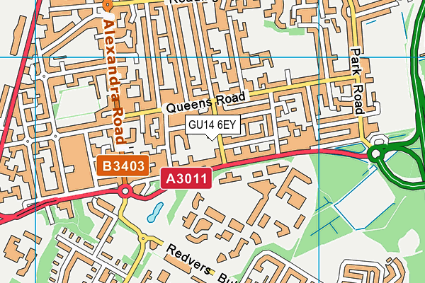 GU14 6EY map - OS VectorMap District (Ordnance Survey) GU14 6EY map - OS VectorMap District (Ordnance Survey)