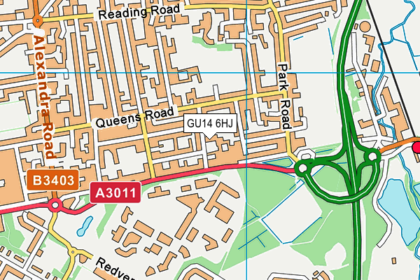 GU14 6HJ map - OS VectorMap District (Ordnance Survey) GU14 6HJ map - OS VectorMap District (Ordnance Survey)