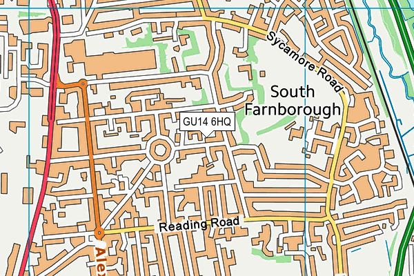 GU14 6HQ map - OS VectorMap District (Ordnance Survey)