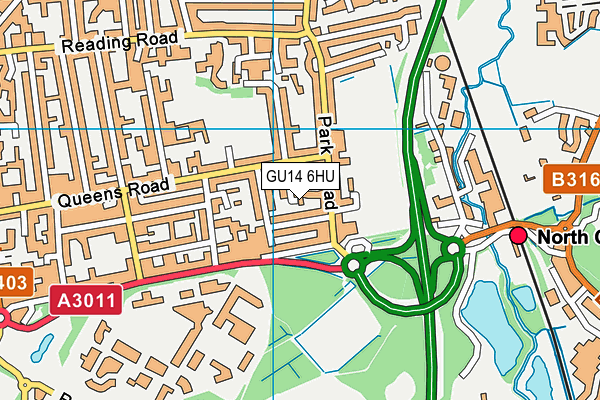 GU14 6HU map - OS VectorMap District (Ordnance Survey) GU14 6HU map - OS VectorMap District (Ordnance Survey)