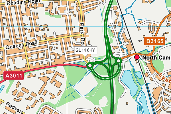 GU14 6HY map - OS VectorMap District (Ordnance Survey) GU14 6HY map - OS VectorMap District (Ordnance Survey)