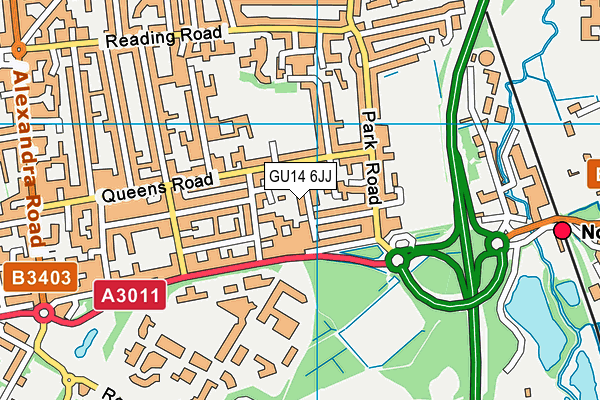 GU14 6JJ map - OS VectorMap District (Ordnance Survey) GU14 6JJ map - OS VectorMap District (Ordnance Survey)