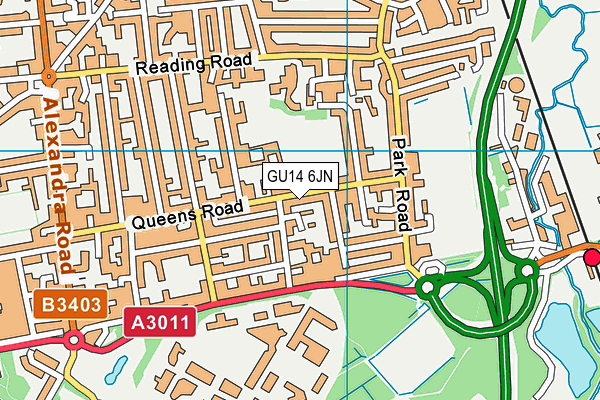 GU14 6JN map - OS VectorMap District (Ordnance Survey) GU14 6JN map - OS VectorMap District (Ordnance Survey)
