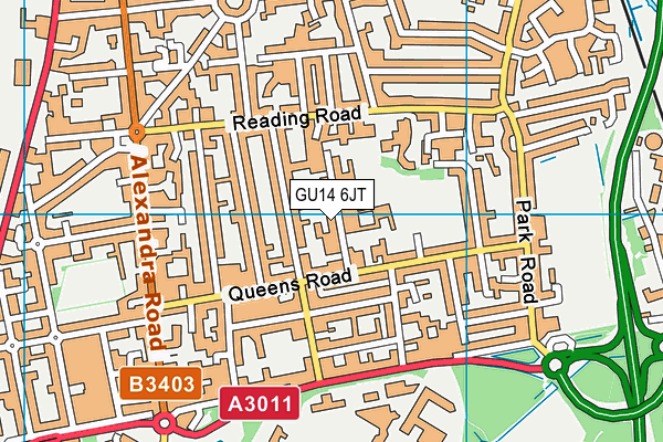 GU14 6JT map - OS VectorMap District (Ordnance Survey) GU14 6JT map - OS VectorMap District (Ordnance Survey)