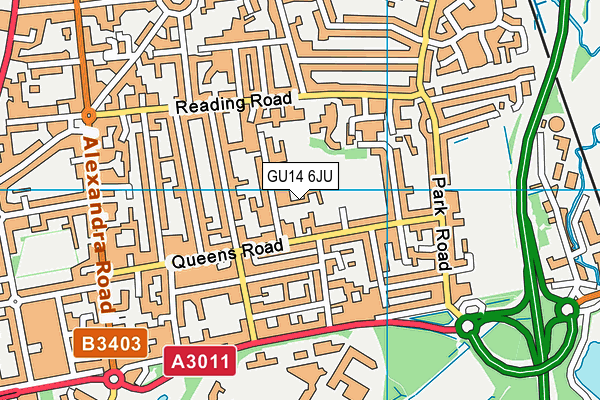 GU14 6JU map - OS VectorMap District (Ordnance Survey) GU14 6JU map - OS VectorMap District (Ordnance Survey)