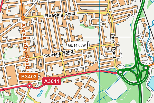 GU14 6JW map - OS VectorMap District (Ordnance Survey) GU14 6JW map - OS VectorMap District (Ordnance Survey)