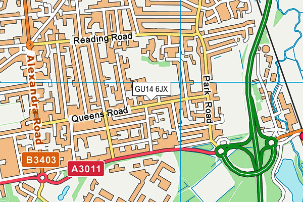 GU14 6JX map - OS VectorMap District (Ordnance Survey) GU14 6JX map - OS VectorMap District (Ordnance Survey)