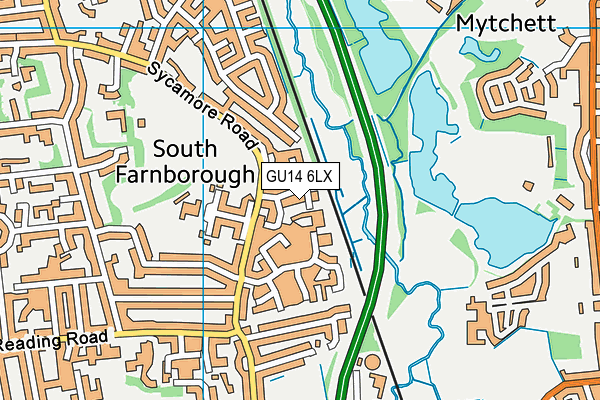 GU14 6LX map - OS VectorMap District (Ordnance Survey)