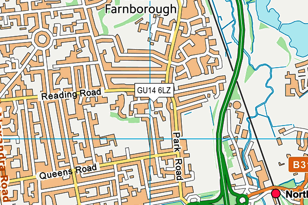 GU14 6LZ map - OS VectorMap District (Ordnance Survey) GU14 6LZ map - OS VectorMap District (Ordnance Survey)