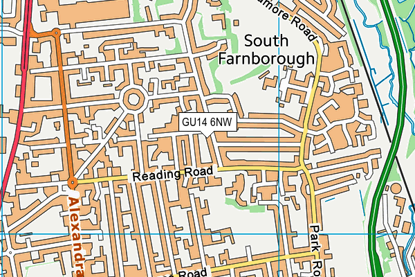 GU14 6NW map - OS VectorMap District (Ordnance Survey) GU14 6NW map - OS VectorMap District (Ordnance Survey)