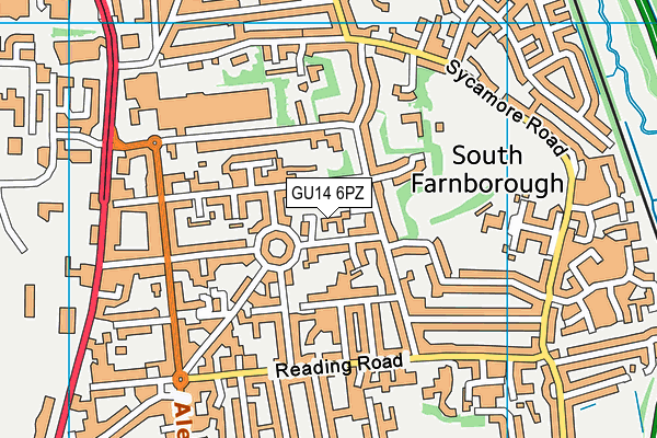 GU14 6PZ map - OS VectorMap District (Ordnance Survey) GU14 6PZ map - OS VectorMap District (Ordnance Survey)
