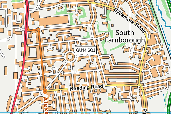 GU14 6QJ map - OS VectorMap District (Ordnance Survey) GU14 6QJ map - OS VectorMap District (Ordnance Survey)