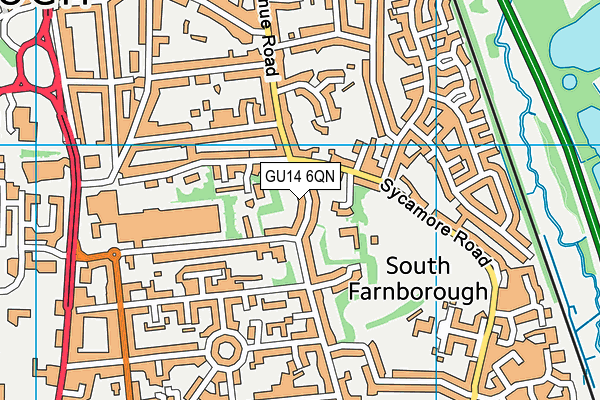 GU14 6QN map - OS VectorMap District (Ordnance Survey) GU14 6QN map - OS VectorMap District (Ordnance Survey)
