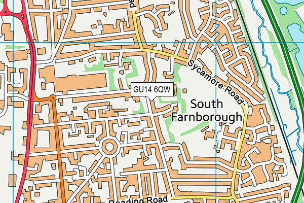 GU14 6QW map - OS VectorMap District (Ordnance Survey) GU14 6QW map - OS VectorMap District (Ordnance Survey)