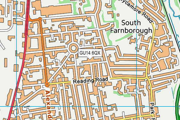 GU14 6QX map - OS VectorMap District (Ordnance Survey) GU14 6QX map - OS VectorMap District (Ordnance Survey)
