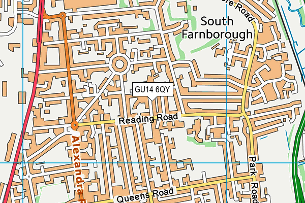 GU14 6QY map - OS VectorMap District (Ordnance Survey) GU14 6QY map - OS VectorMap District (Ordnance Survey)