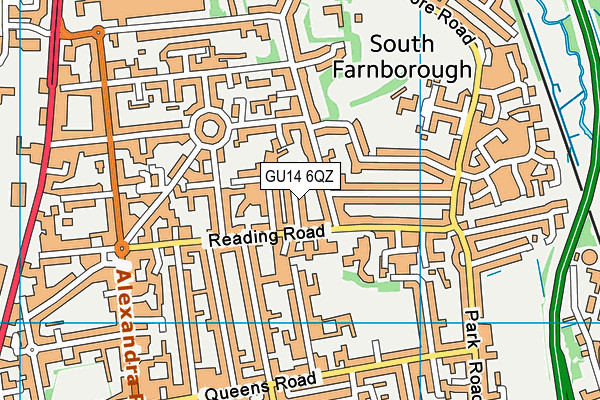 GU14 6QZ map - OS VectorMap District (Ordnance Survey)