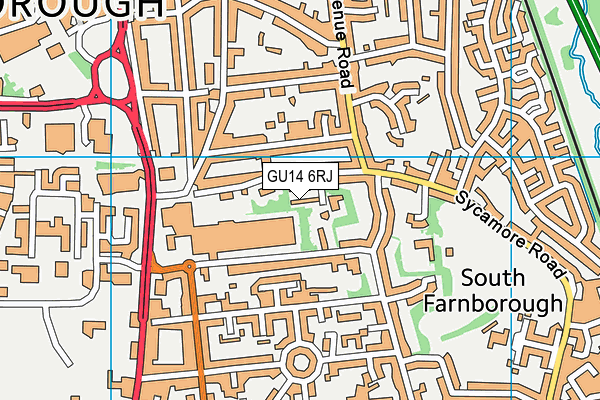 GU14 6RJ map - OS VectorMap District (Ordnance Survey) GU14 6RJ map - OS VectorMap District (Ordnance Survey)