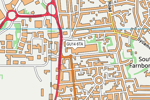 GU14 6TA map - OS VectorMap District (Ordnance Survey) GU14 6TA map - OS VectorMap District (Ordnance Survey)
