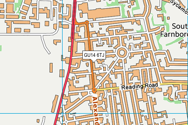 GU14 6TJ map - OS VectorMap District (Ordnance Survey) GU14 6TJ map - OS VectorMap District (Ordnance Survey)