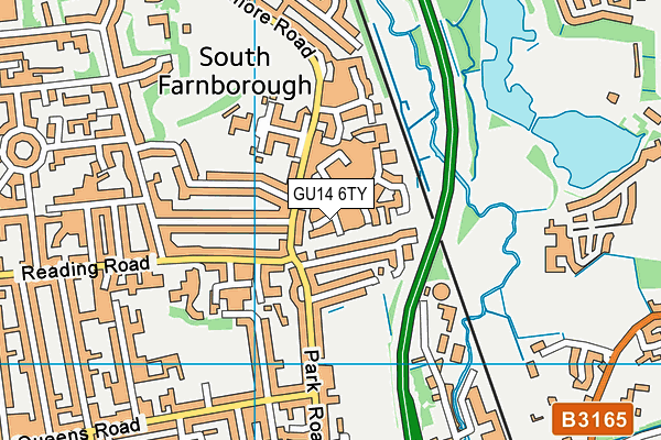 GU14 6TY map - OS VectorMap District (Ordnance Survey) GU14 6TY map - OS VectorMap District (Ordnance Survey)