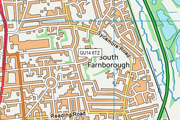 GU14 6TZ map - OS VectorMap District (Ordnance Survey) GU14 6TZ map - OS VectorMap District (Ordnance Survey)