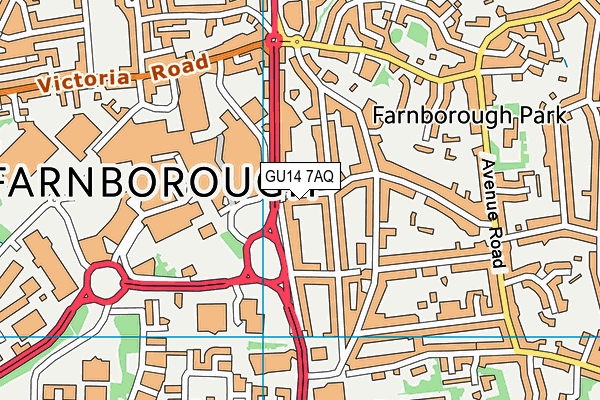 GU14 7AQ map - OS VectorMap District (Ordnance Survey)